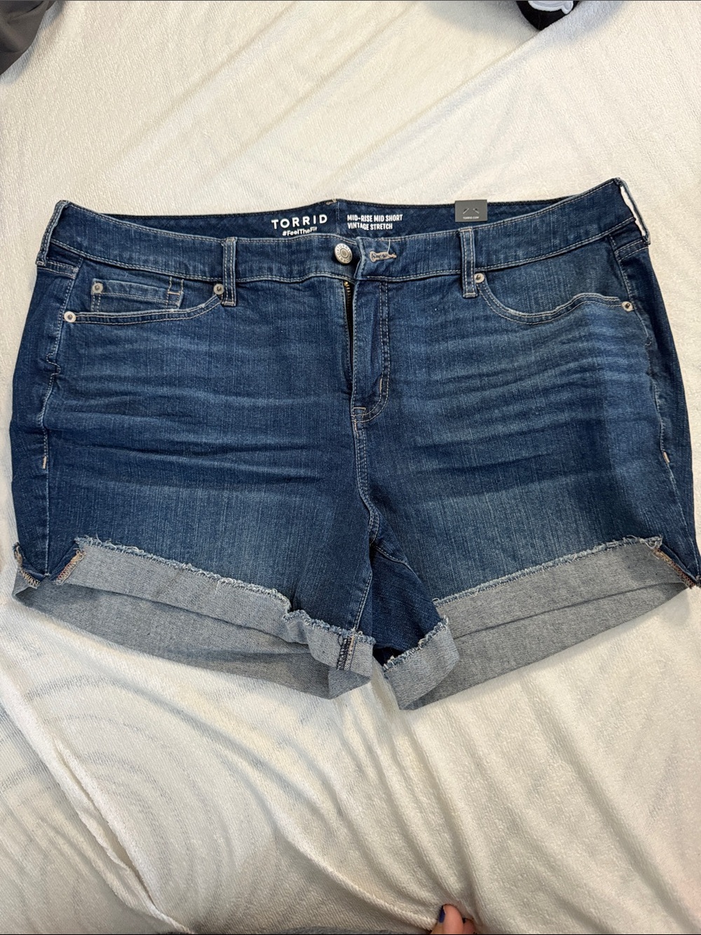 torrid Indigo Rolled Cuff Stretch Denim Shorts